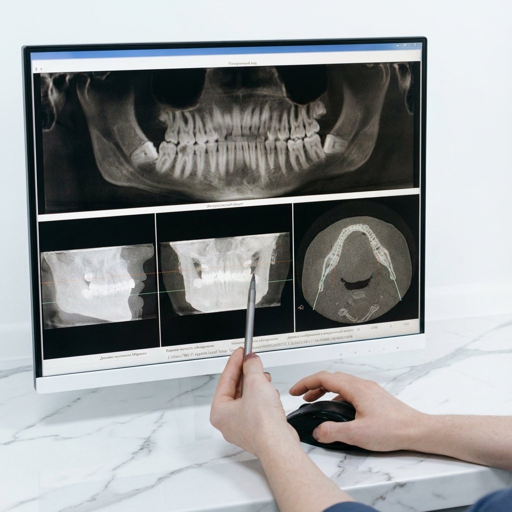 Estudio CBCT en pantalla siendo analizado