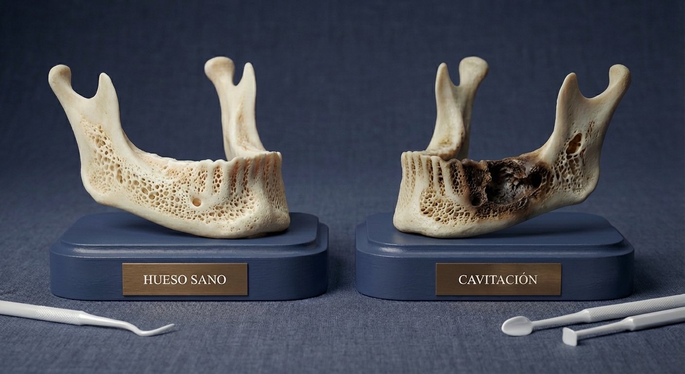 Comparación hueso sano vs cavitación FDOJ