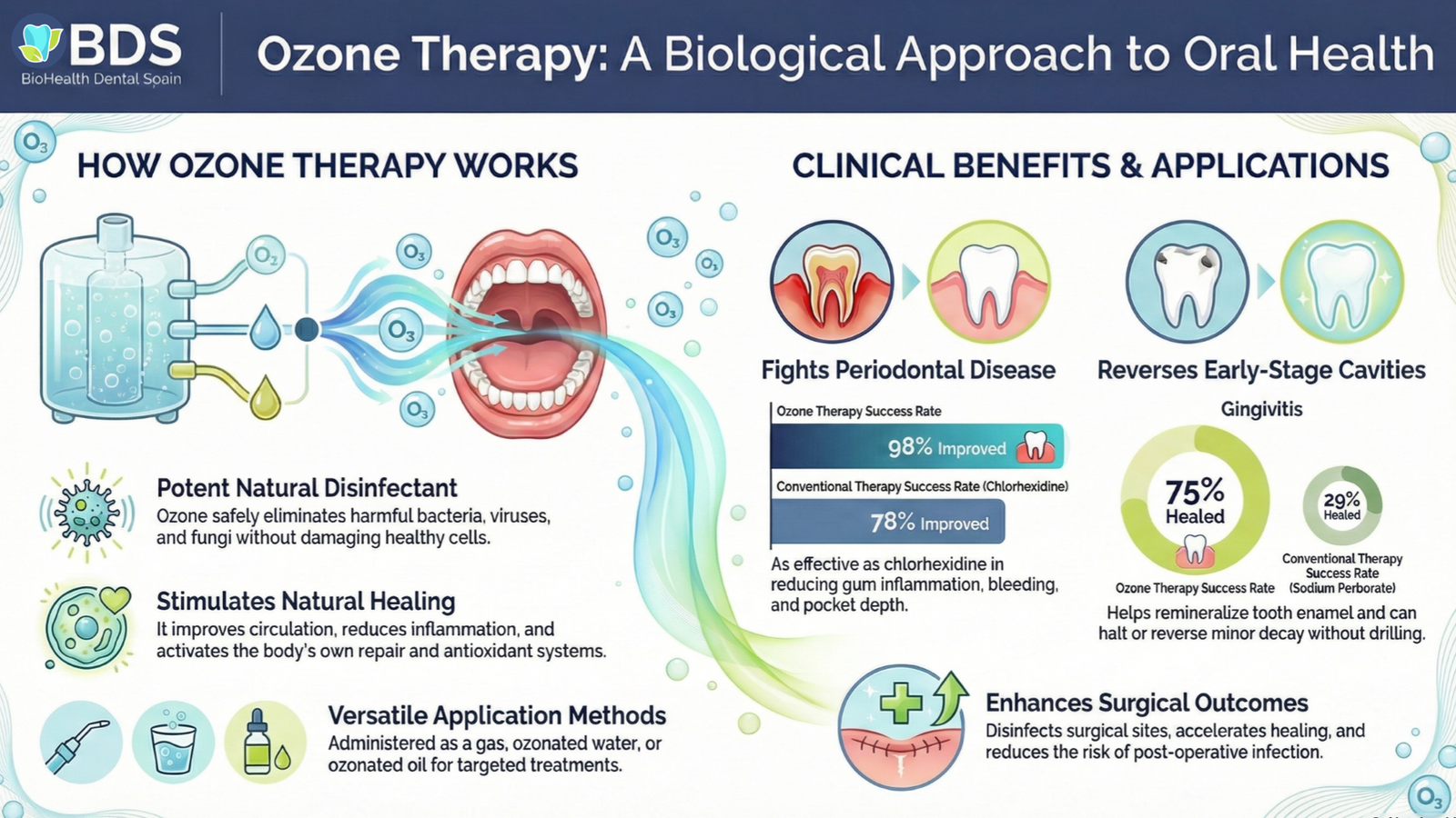 Detailed infographic about dental ozone therapy